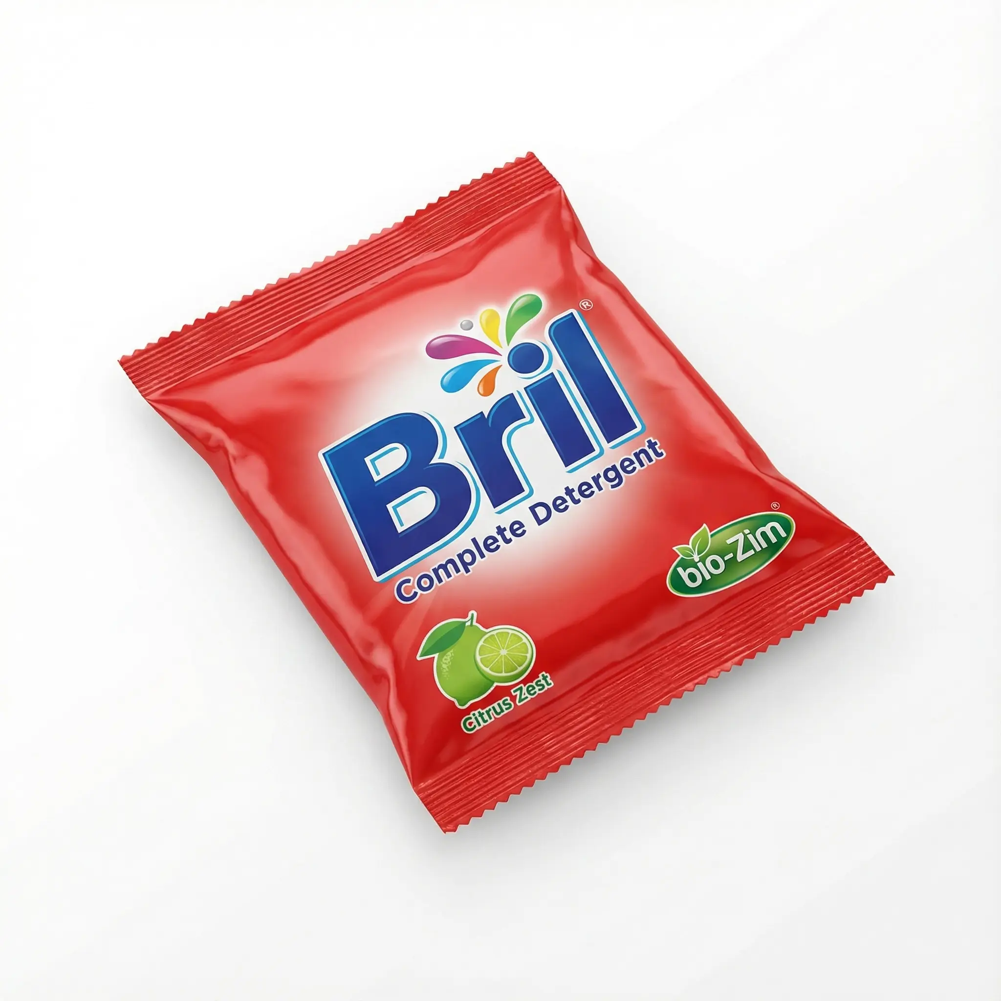 sachet Bril lessive poudre vue dessus compacte